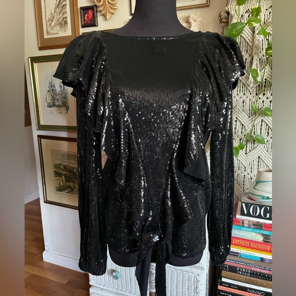 Nicole Miller Sequin ruffle top - Picture 6 of 6